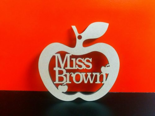 2 x Mdf 10cm x 10cm 9mm Free standing Apple and detachable Best teacher Wording